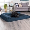 image:imageFurhaven Orthopedic Dog Bed for MediumSmall Dogs w Removable Bolsters amp Washable Cover For Dogs Up to 35 lbs  TwoTone Plush Faux Fur amp Suede L Shaped Chaise  Dark Sage MediumBlue Almonds