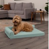 image:imageFurhaven Orthopedic Dog Bed for MediumSmall Dogs w Removable Bolsters amp Washable Cover For Dogs Up to 35 lbs  TwoTone Plush Faux Fur amp Suede L Shaped Chaise  Dark Sage MediumIceberg Green