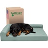 image:imageFurhaven Orthopedic Dog Bed for MediumSmall Dogs w Removable Bolsters amp Washable Cover For Dogs Up to 35 lbs  TwoTone Plush Faux Fur amp Suede L Shaped Chaise  Dark Sage MediumIceberg Green