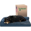 image:imageFurhaven Orthopedic Dog Bed for MediumSmall Dogs w Removable Bolsters amp Washable Cover For Dogs Up to 35 lbs  TwoTone Plush Faux Fur amp Suede L Shaped Chaise  Dark Sage MediumBlue Almonds