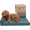 image:imageFurhaven Orthopedic Dog Bed for MediumSmall Dogs w Removable Bolsters amp Washable Cover For Dogs Up to 35 lbs  TwoTone Plush Faux Fur amp Suede L Shaped Chaise  Dark Sage MediumBluestone