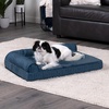 image:imageFurhaven Orthopedic Dog Bed for MediumSmall Dogs w Removable Bolsters amp Washable Cover For Dogs Up to 35 lbs  TwoTone Plush Faux Fur amp Suede L Shaped Chaise  Dark Sage MediumBlue Almonds