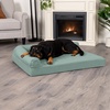 image:imageFurhaven Orthopedic Dog Bed for MediumSmall Dogs w Removable Bolsters amp Washable Cover For Dogs Up to 35 lbs  TwoTone Plush Faux Fur amp Suede L Shaped Chaise  Dark Sage MediumIceberg Green