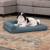 image:imageFurhaven Orthopedic Dog Bed for MediumSmall Dogs w Removable Bolsters amp Washable Cover For Dogs Up to 35 lbs  TwoTone Plush Faux Fur amp Suede L Shaped Chaise  Dark Sage MediumBluestone