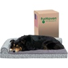 image:imageFurhaven Orthopedic Dog Bed for MediumSmall Dogs w Removable Bolsters amp Washable Cover For Dogs Up to 35 lbs  TwoTone Plush Faux Fur amp Suede L Shaped Chaise  Dark Sage MediumGray Almonds