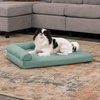 image:imageFurhaven Orthopedic Dog Bed for MediumSmall Dogs w Removable Bolsters amp Washable Cover For Dogs Up to 35 lbs  TwoTone Plush Faux Fur amp Suede L Shaped Chaise  Dark Sage MediumIceberg Green