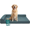 image:imageFurhaven Orthopedic Dog Bed for MediumSmall Dogs w Removable Bolsters amp Washable Cover For Dogs Up to 35 lbs  TwoTone Plush Faux Fur amp Suede L Shaped Chaise  Dark Sage MediumBluestone