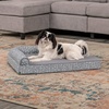image:imageFurhaven Orthopedic Dog Bed for MediumSmall Dogs w Removable Bolsters amp Washable Cover For Dogs Up to 35 lbs  TwoTone Plush Faux Fur amp Suede L Shaped Chaise  Dark Sage MediumGray Almonds