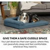 image:imageFurhaven Orthopedic Dog Bed for MediumSmall Dogs w Removable Bolsters amp Washable Cover For Dogs Up to 35 lbs  TwoTone Plush Faux Fur amp Suede L Shaped Chaise  Dark Sage MediumBluestone