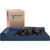 image:imageFurhaven Orthopedic Dog Bed for MediumSmall Dogs w Removable Bolsters amp Washable Cover For Dogs Up to 35 lbs  TwoTone Plush Faux Fur amp Suede L Shaped Chaise  Dark Sage MediumBlue Almonds