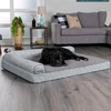 image:imageFurhaven Orthopedic Dog Bed for MediumSmall Dogs w Removable Bolsters amp Washable Cover For Dogs Up to 35 lbs  TwoTone Plush Faux Fur amp Suede L Shaped Chaise  Dark Sage MediumGray Almonds