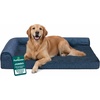 image:imageFurhaven Orthopedic Dog Bed for MediumSmall Dogs w Removable Bolsters amp Washable Cover For Dogs Up to 35 lbs  TwoTone Plush Faux Fur amp Suede L Shaped Chaise  Dark Sage MediumBlue Almonds