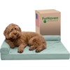 image:imageFurhaven Orthopedic Dog Bed for MediumSmall Dogs w Removable Bolsters amp Washable Cover For Dogs Up to 35 lbs  TwoTone Plush Faux Fur amp Suede L Shaped Chaise  Dark Sage MediumIceberg Green