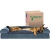 image:imageFurhaven Pillow Dog Bed for Large Dogs w Removable Bolsters amp Washable Cover  Plush amp Southwest Kilim Woven Decor Sofa  Black Medallion JumboXLChenille Orion Blue