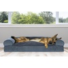 image:imageFurhaven Pillow Dog Bed for Large Dogs w Removable Bolsters amp Washable Cover  Plush amp Southwest Kilim Woven Decor Sofa  Black Medallion JumboXLChenille Orion Blue