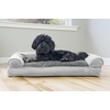 image:imageFurhaven Pillow Dog Bed for Large Dogs w Removable Bolsters amp Washable Cover  Plush amp Southwest Kilim Woven Decor Sofa  Black Medallion JumboXLPlush  Suede Gray