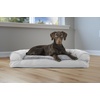 image:imageFurhaven Pillow Dog Bed for Large Dogs w Removable Bolsters amp Washable Cover  Plush amp Southwest Kilim Woven Decor Sofa  Black Medallion JumboXLPlush  Suede Gray