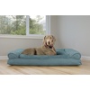 image:imageFurhaven Pillow Dog Bed for Large Dogs w Removable Bolsters amp Washable Cover  Plush amp Southwest Kilim Woven Decor Sofa  Black Medallion JumboXLPlush  Suede Deep Pool
