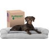 image:imageFurhaven Pillow Dog Bed for Large Dogs w Removable Bolsters amp Washable Cover  Plush amp Southwest Kilim Woven Decor Sofa  Black Medallion JumboXLPlush  Suede Gray