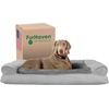 image:imageFurhaven Pillow Dog Bed for Large Dogs w Removable Bolsters amp Washable Cover  Plush amp Southwest Kilim Woven Decor Sofa  Black Medallion JumboXLPlush  Suede Gray
