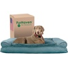 image:imageFurhaven Pillow Dog Bed for Large Dogs w Removable Bolsters amp Washable Cover  Plush amp Southwest Kilim Woven Decor Sofa  Black Medallion JumboXLPlush  Suede Deep Pool