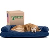 image:imageFurhaven Pillow Dog Bed for Large Dogs w Removable Bolsters amp Washable Cover  Plush amp Southwest Kilim Woven Decor Sofa  Black Medallion JumboXLQuilted Navy