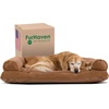image:imageFurhaven Pillow Dog Bed for Large Dogs w Removable Bolsters amp Washable Cover  Plush amp Southwest Kilim Woven Decor Sofa  Black Medallion JumboXLQuilted Toasted Brown