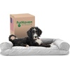 image:imageFurhaven Pillow Dog Bed for Large Dogs w Removable Bolsters amp Washable Cover  Plush amp Southwest Kilim Woven Decor Sofa  Black Medallion JumboXLQuilted Silver Gray