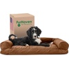 image:imageFurhaven Pillow Dog Bed for Large Dogs w Removable Bolsters amp Washable Cover  Plush amp Southwest Kilim Woven Decor Sofa  Black Medallion JumboXLQuilted Toasted Brown