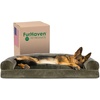 image:imageFurhaven Pillow Dog Bed for Large Dogs w Removable Bolsters amp Washable Cover  Plush amp Southwest Kilim Woven Decor Sofa  Black Medallion JumboXLSofa  Faux Fur  Velvet Dark Sage