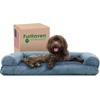 image:imageFurhaven Pillow Dog Bed for Large Dogs w Removable Bolsters amp Washable Cover  Plush amp Southwest Kilim Woven Decor Sofa  Black Medallion JumboXLSofa  Faux Fur  Velvet Harbor Blue