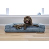 image:imageFurhaven Pillow Dog Bed for Large Dogs w Removable Bolsters amp Washable Cover  Plush amp Southwest Kilim Woven Decor Sofa  Black Medallion JumboXLSofa  Faux Fur  Velvet Harbor Blue