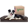image:imageFurhaven Pillow Dog Bed for Large Dogs w Removable Bolsters amp Washable Cover  Plush amp Southwest Kilim Woven Decor Sofa  Black Medallion JumboXLSofa  Sherpa  Chenille Coffee