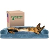 image:imageFurhaven Pillow Dog Bed for Large Dogs w Removable Bolsters amp Washable Cover  Plush amp Southwest Kilim Woven Decor Sofa  Black Medallion JumboXLSofa  Faux Fur  Velvet Harbor Blue