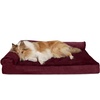 image:imageFurhaven Pillow Dog Bed for Large Dogs w Removable Bolsters amp Washable Cover  Plush amp Velvet L Shaped Chaise  Deep Sapphire JumboXLPlush  Velvet Merlot Red