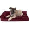 image:imageFurhaven Pillow Dog Bed for Large Dogs w Removable Bolsters amp Washable Cover  Plush amp Velvet L Shaped Chaise  Deep Sapphire JumboXLPlush  Velvet Merlot Red