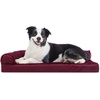 image:imageFurhaven Pillow Dog Bed for Large Dogs w Removable Bolsters amp Washable Cover  Plush amp Velvet L Shaped Chaise  Deep Sapphire JumboXLPlush  Velvet Merlot Red