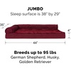 image:imageFurhaven Pillow Dog Bed for Large Dogs w Removable Bolsters amp Washable Cover  Plush amp Velvet L Shaped Chaise  Deep Sapphire JumboXLPlush  Velvet Merlot Red