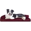 image:imageFurhaven Pillow Dog Bed for Large Dogs w Removable Bolsters amp Washable Cover  Plush amp Velvet L Shaped Chaise  Deep Sapphire JumboXLVelvet Merlot Red