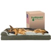 image:imageFurhaven Pillow Dog Bed for Large Dogs w Removable Bolsters amp Washable Cover  TwoTone Plush Faux Fur amp Suede L Shaped Chaise  Dark Sage JumboXLDark Sage