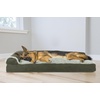 image:imageFurhaven Pillow Dog Bed for Large Dogs w Removable Bolsters amp Washable Cover  TwoTone Plush Faux Fur amp Suede L Shaped Chaise  Dark Sage JumboXLDark Sage