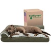 image:imageFurhaven Pillow Dog Bed for Large Dogs w Removable Bolsters amp Washable Cover  TwoTone Plush Faux Fur amp Suede L Shaped Chaise  Dark Sage JumboXLDark Sage