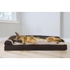 image:imageFurhaven Pillow Dog Bed for Large Dogs w Removable Bolsters amp Washable Cover  TwoTone Plush Faux Fur amp Suede L Shaped Chaise  Dark Sage JumboXLEspresso