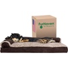image:imageFurhaven Pillow Dog Bed for Large Dogs w Removable Bolsters amp Washable Cover  TwoTone Plush Faux Fur amp Suede L Shaped Chaise  Dark Sage JumboXLEspresso