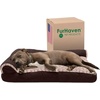 image:imageFurhaven Pillow Dog Bed for Large Dogs w Removable Bolsters amp Washable Cover  TwoTone Plush Faux Fur amp Suede L Shaped Chaise  Dark Sage JumboXLEspresso