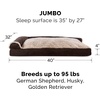 image:imageFurhaven Pillow Dog Bed for Large Dogs w Removable Bolsters amp Washable Cover  TwoTone Plush Faux Fur amp Suede L Shaped Chaise  Dark Sage JumboXLEspresso