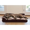 image:imageFurhaven Pillow Dog Bed for Large Dogs w Removable Bolsters amp Washable Cover  TwoTone Plush Faux Fur amp Suede L Shaped Chaise  Dark Sage JumboXLEspresso