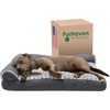 image:imageFurhaven Pillow Dog Bed for Large Dogs w Removable Bolsters amp Washable Cover  TwoTone Plush Faux Fur amp Suede L Shaped Chaise  Dark Sage JumboXLStone Gray