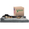 image:imageFurhaven Pillow Dog Bed for Large Dogs w Removable Bolsters amp Washable Cover  TwoTone Plush Faux Fur amp Suede L Shaped Chaise  Dark Sage JumboXLStone Gray