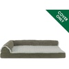image:imageFurhaven Replacement Dog Bed Cover TwoTone Faux Fur amp Suede L Shaped Chaise Machine Washable  Stone Gray Jumbo XLargeDark Sage